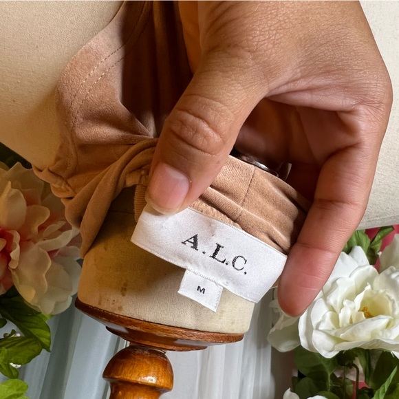 A.L.C. Women's Beige Sand Suede Inez Mock-Neck Midi Dress - Picture 5 of 6